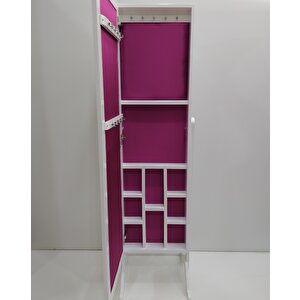 Ayna 12968 Takı Dolap Boy Ayna Ahşap Kayın Mdf Parlak Beyaz Lake Klasik El Yapım