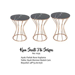 Brc Zigon Kumsaat Model Siyah Mermer Desen Metal Çelik Rose Renk Kaplama Elyapım