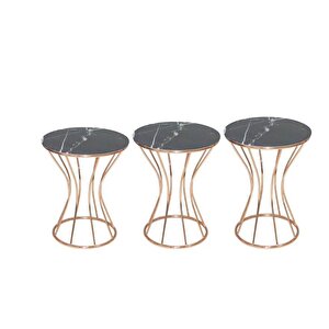 Brc Zigon Kumsaat Model Siyah Mermer Desen Metal Çelik Rose Renk Kaplama Elyapım
