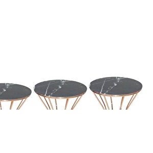 Brc Zigon Kumsaat Model Siyah Mermer Desen Metal Çelik Rose Renk Kaplama Elyapım