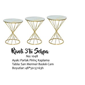 Brc Zigon 13411 Rivoli Model Beyaz Mermer Desen Metal Gold Kaplama Ayak El Yapım