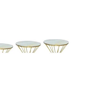 Brc Zigon 13411 Rivoli Model Beyaz Mermer Desen Metal Gold Kaplama Ayak El Yapım