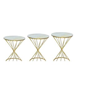 Brc Zigon 13411 Rivoli Model Beyaz Mermer Desen Metal Gold Kaplama Ayak El Yapım