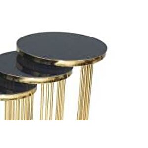 Brc Zigon13384 C Model Metal Gold Renk Kaplama Düz Siyah Temper Cam El Yapım