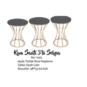 Brc Zigon 13393 Kumsaat Model Düz Si̇yah Tabla Metal Çelik Rose Kaplama El Yapım