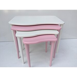 Zigon 13226 S Model Kayın Retro Ayak Parlak Pembe-beyaz Renk Mdf Tabla Elyapım