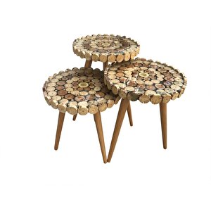 Zigon 13245 Sehpa Kütük Kesme Model Doğal Ağaç Natüre Kayın Retro Ayak Elyapım
