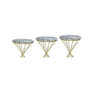 Brc Zigon 13410 Ri̇voli̇ Beyaz Mermer Renk Tabla Metal Gold Kaplama Ayak El Yapım