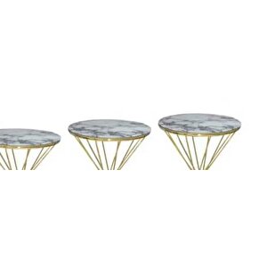 Brc Zigon 13410 Ri̇voli̇ Beyaz Mermer Renk Tabla Metal Gold Kaplama Ayak El Yapım