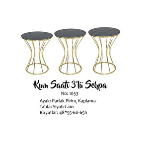 Brc Kum Saati̇ 13395 Model Zi̇gon Düz Si̇yah Desen Metal Gold Renk Kaplama El Yapım