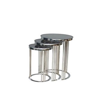 Brc Zigon 13383 C Model Düz Siyah Temper Cam Gümüş Kaplama Metal Ayak El Yapım