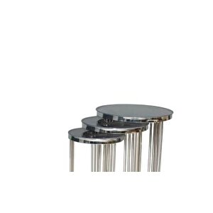 Brc Zigon 13383 C Model Düz Siyah Temper Cam Gümüş Kaplama Metal Ayak El Yapım