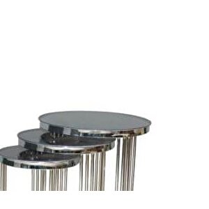 Brc Zigon 13383 C Model Düz Siyah Temper Cam Gümüş Kaplama Metal Ayak El Yapım