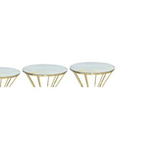 Brc Zigon Kumsaat 13398 Model Sehpa Mermer Desen Metal Gold Renk Kaplama El Yapım