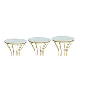 Brc Zigon Kumsaat 13398 Model Sehpa Mermer Desen Metal Gold Renk Kaplama El Yapım