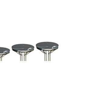 Brc Zigon 13381 Bufalo Model Siyah Mermer Temper Cam Gümüş Kaplama Metal Ayak