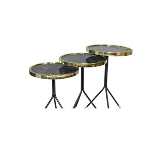 Brc Zigon Küpe 13408 Model Sehpa Metal  Bakır Gold Renk Kırılmaz Cam Tabla Elyapı