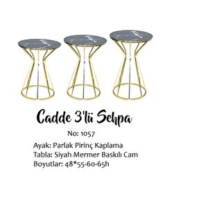 Brc Zigon13387 Cadde Model Metal Gold Renk Kaplam Siyah Mermer Temper Cam El Yapı