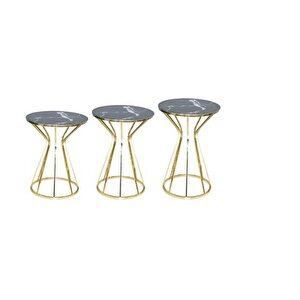 Brc Zigon13387 Cadde Model Metal Gold Renk Kaplam Siyah Mermer Temper Cam El Yapı