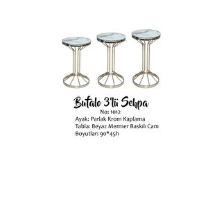 Brc Zigon 13380 Bufalo Model Beyaz Mermer Temper Cam Metal Gümş Renk Ayak El Yapı