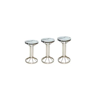 Brc Zigon 13380 Bufalo Model Beyaz Mermer Temper Cam Metal Gümş Renk Ayak El Yapı