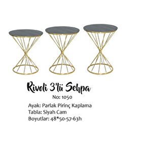 Brc Zigon Sehpa 13412 Ri̇voli̇ Model Siyah Cam Tabla Gold Parlak Ayak El Yapım