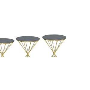 Brc Zigon Sehpa 13412 Ri̇voli̇ Model Siyah Cam Tabla Gold Parlak Ayak El Yapım
