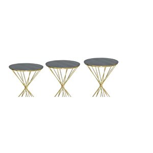 Brc Zigon Sehpa 13412 Ri̇voli̇ Model Siyah Cam Tabla Gold Parlak Ayak El Yapım