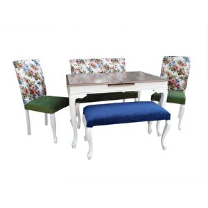 Masa Sandalye 13055 Tk Model Kayın Klasik Aslan Ayak Beyaz Döşeme Kumaş El Yapım