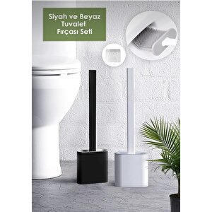 2’li Set Silikon Klozet Fırçası Beyaz Ve Siyah