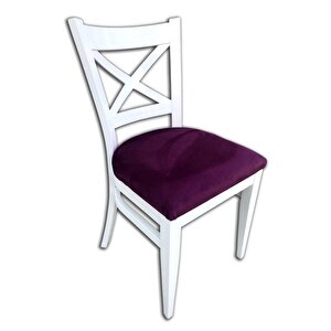 Sandalye 13265 Çapraz Model Kayın Retro Ayak Babyfac Kumaş Döşem Beyaz El Yapım