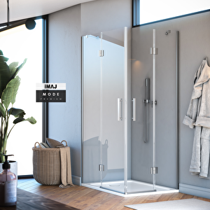 Mode Premium Menteşeli Sistem 2 Sabit 2 Çalışır Dikdörtgen Duşakabin 80*100 H195 80x100 cm