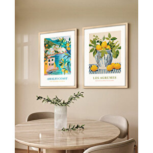 Amalfi Sahilleri Çerçeveli Tablo Set 30x40 Cm