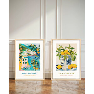 Amalfi Sahilleri Çerçeveli Tablo Set 30x40 Cm
