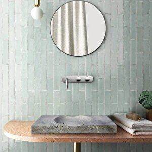 Tundra Grey Mermer Honlu Dikdörtgen Lavabo Ntrstc42