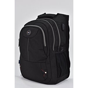 Elatae Unisex Ortopedik Çok Gözlü Günlük Seyahat Okul Sırt Çantası Siyah 2237