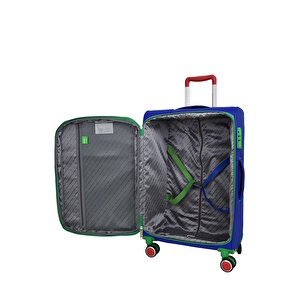 United Colors Of Benetton Ultra Light Hafif Lüx Kumaş 2'li Valiz Seti Büyük Boy - Kabin Boy Mavi Bnt2200