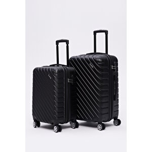 2'li Valiz Seti Orta Boy - Kabin Boy Siyah Pro Abs 1001
