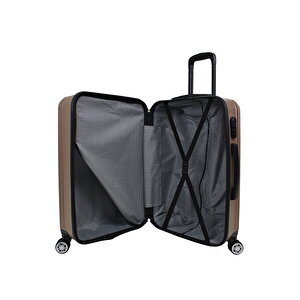 3'lü Valiz Seti Elatae Valiz Orta - Kabin Boy Ve Makyaj Gold 1020