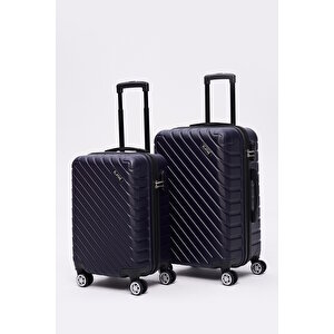 2'li Valiz Seti Orta Boy - Kabin Boy Lacivert Pro Abs 1001