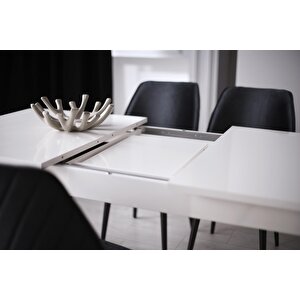 Mercan Mdf Salon Yemek Masa Sandalye Takımı 90x145 Ekru
