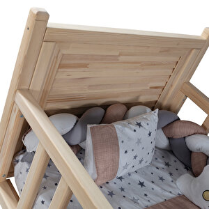 Mina Ladin Panjur Başlıklı Montessori Sedir Karyola + 1 Adet Comfort Yatak