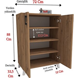 Bofigo 4 Raflı 2 Kapaklı Ayakkabılık Çok Amaçlı Dolap Ayakkabı Dolabı Ceren Çam