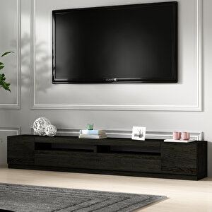 T008 Arya Işıklı Tv Sehpası Set Ahşap Siyah