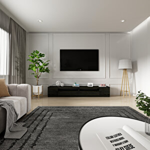 T008 Arya Işıklı Tv Sehpası Set Ahşap Siyah