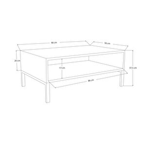Bimossa O5510 Pedro Metal Ayaklı Orta Sehpa 90cm. Lidya