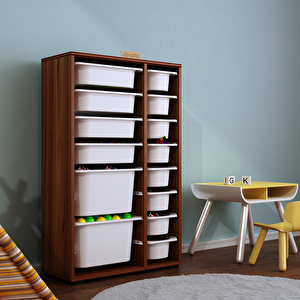 Rine 14 Sepetli Çok Amaçlı Oyuncak Dolabı Tropik Ceviz 2d4k8u