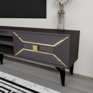 Yummedi Tv Ünitesi Takımı Antrasit-Altın Antrasit Gold