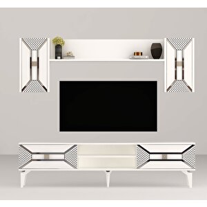 Yummedi Tv Ünitesi Takımı Beyaz-Gümüş