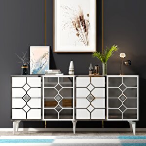 Irmak Konsol Şık , Modern Beyaz- Gümüş Beyaz-Gümüş